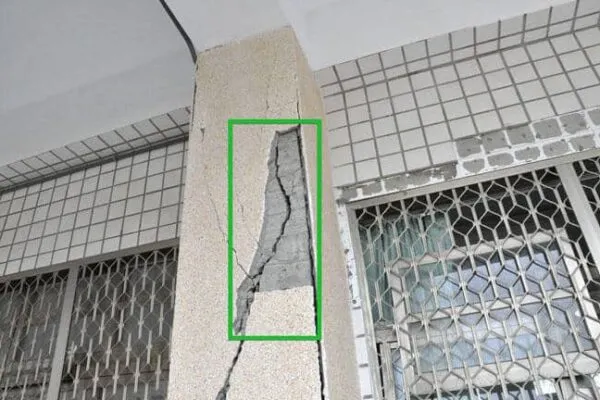 This damage from a 2016 earthquake in Taiwan is identified using a new automated system that could dramatically reduce the time it takes for engineers to assess damage to buildings after disasters. The system outlines damage within green boxes for easy reference. (Purdue University image/Alana Wilbee). | Automated method allows rapid analysis of disaster damage to structures