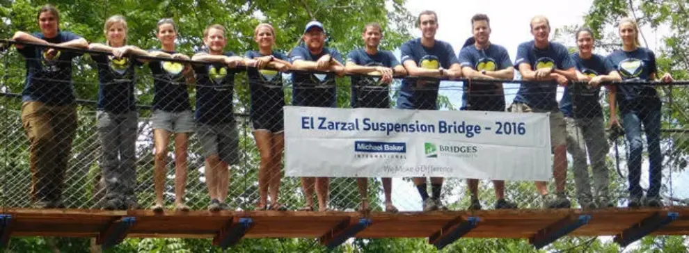Michael Baker International contributes team and resources to build suspension bridge with Bridges to Prosperity