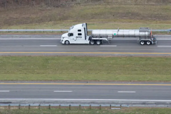 A self-driving truck operated by Otto, a developer of self-driving vehicle technology, traveled from Dublin to East Liberty, Ohio, on the U.S. Route 33 Smart Mobility Corridor. Otto also plans for its truck to drive on the Ohio Turnpike later this week. | Ohio seeks private partners to shape autonomous, connected vehicles plan
