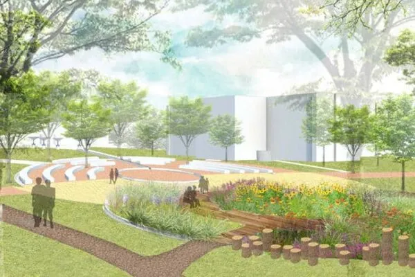The Kansas State University (1st Place Demonstration Project Category) team’s project proposes repairing an historic campus nature area with green infrastructure elements. | EPA announces winners of the 5th annual Campus RainWorks Challenge