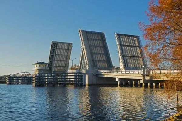 The Elizabeth City Bascule Bridge project completely replaced both the superstructure and substructure of the eastbound bridge of US 158 over the Pasquotank River in North Carolina.  | Modjeski and Masters wins two awards from Association for Bridge Construction and Design