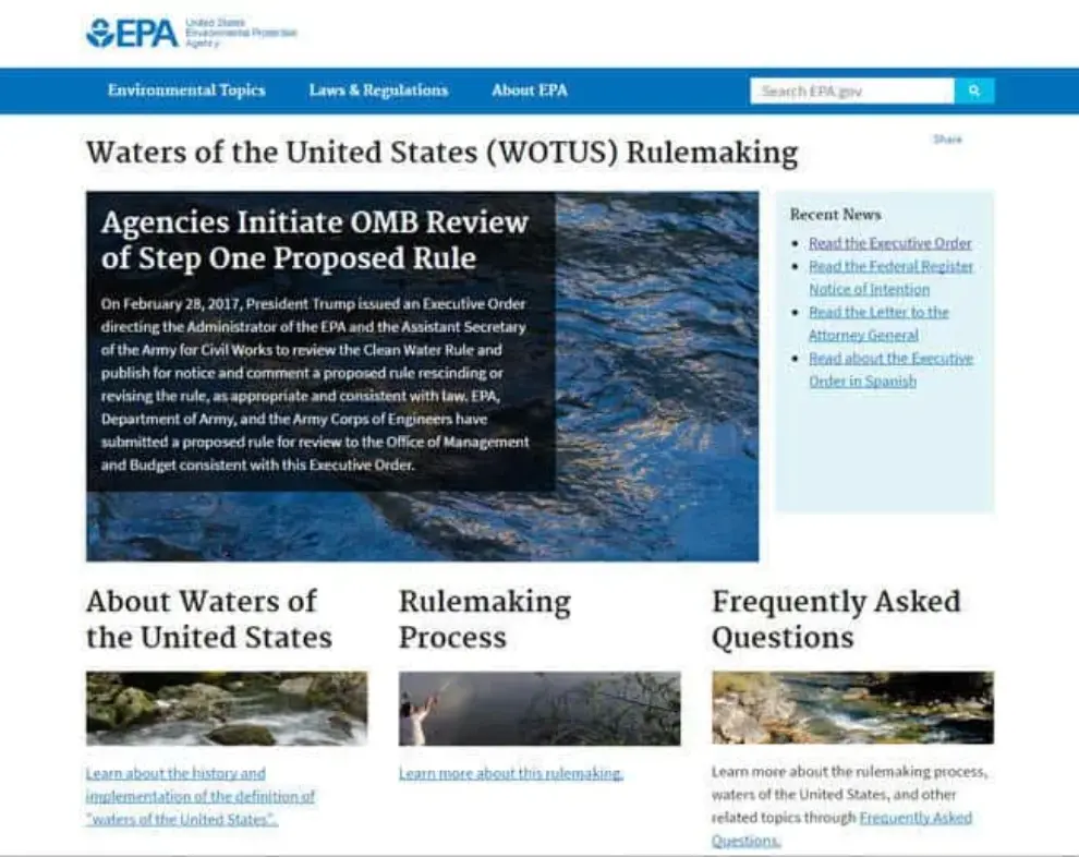 EPA launches new WOTUS website