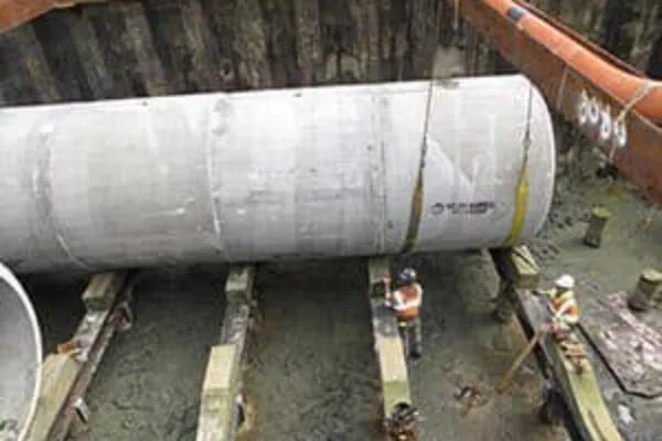 Large RCP pipe used to reconstruct stormwater outfalls for post-Hurricane Sandy resiliency project