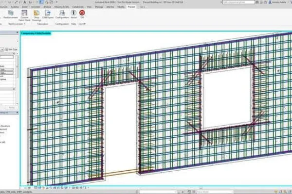 Figure 1: Precast solid wall assembly, fitted with reinforcement and mounting parts. | AEC TECH NEWS: Autodesk releases Structural Precast Extension for Revit 2018
