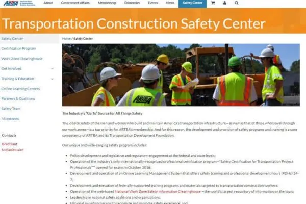 ARTBA Foundation launches Transportation Construction Safety Center