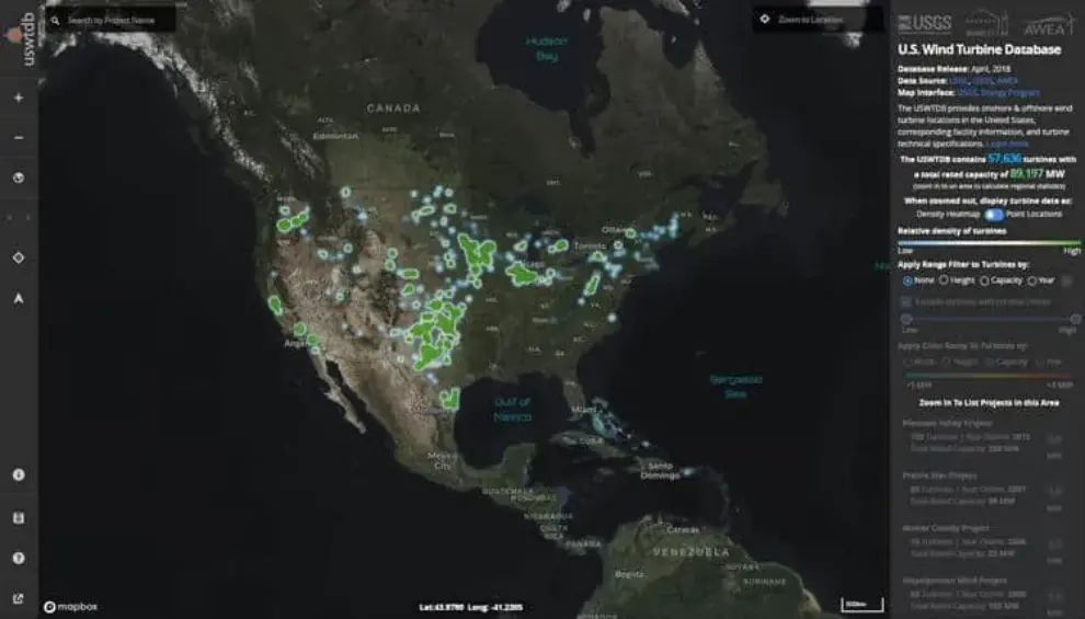 USGS and DOE release nationwide wind turbine map and database