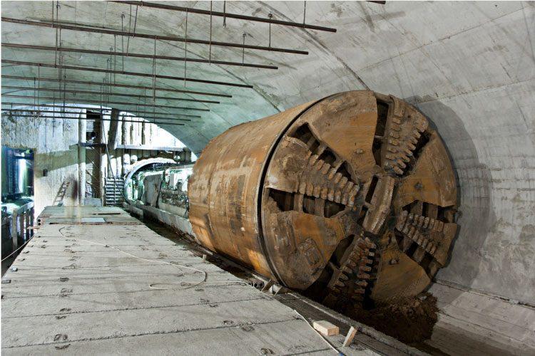 Engineers must consider many factors when selecting the composition of cutting faces on tunnel boring machines.
