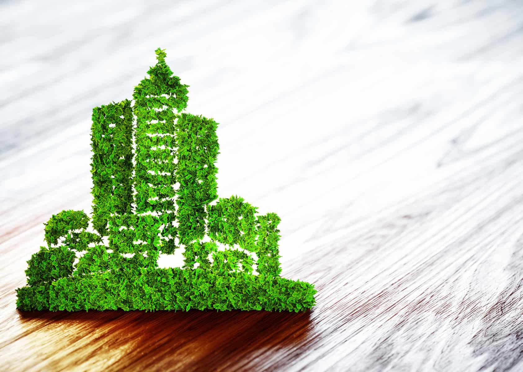 Green ecology city development icon on wooden background. 3d illustration. | Aircuity Announces Project with Net Zero Wilde Lake Middle School