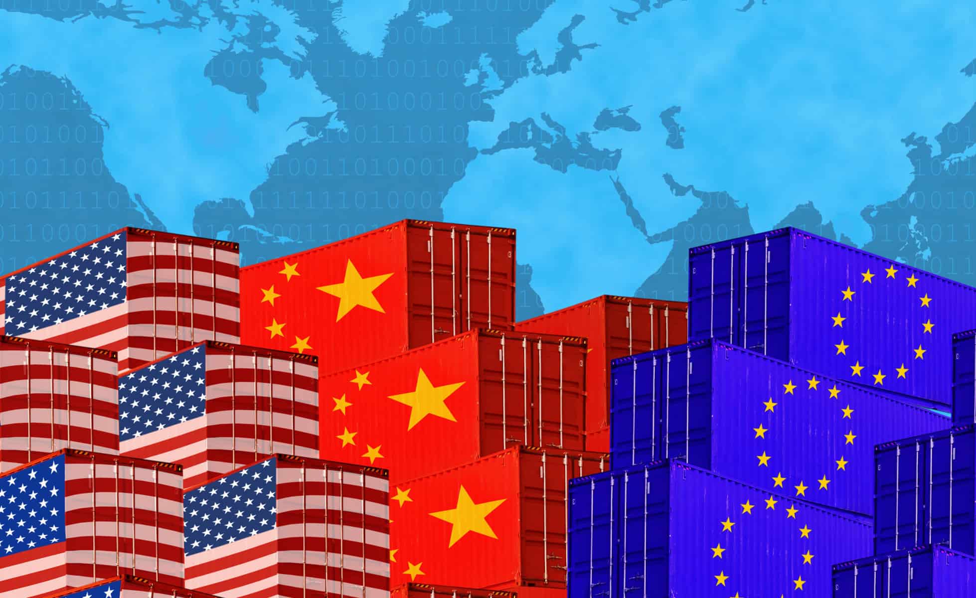 Concept Image Of USA-China-EU Trade War, Economy Conflict, US Tariffs ...