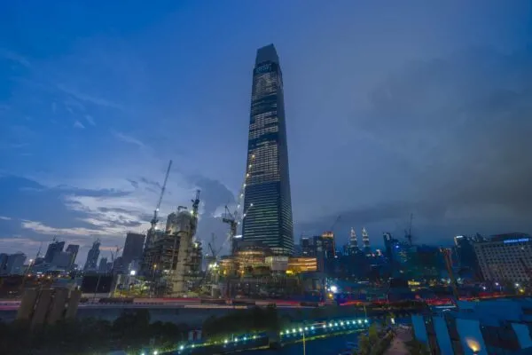 New iconic building TRX Tun Razak Exchange or Exchange 106 tower still under construction during sunrise | Tallest Building in Southeast Asia Under Construction