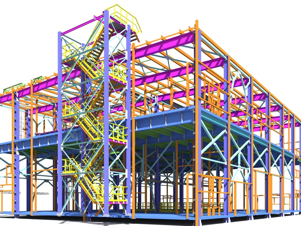 Building Information Model of metal structure. 3D BIM model. The ...