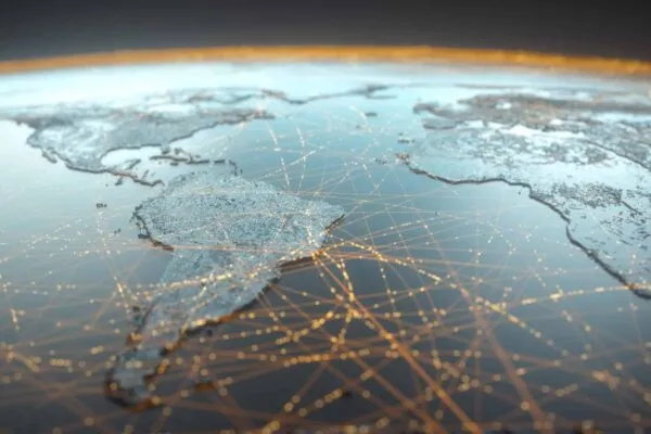 Globalized world, the future of digital technology. Connections and cloud computing in the virtual world. World map with satellite data connections. Connectivity across the world. | Project Certification and Closeout in a Virtual COVID World and After