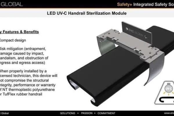 EHC Global Launches LED UV-C Handrail Sterilization Solution for Escalators and Moving Walks