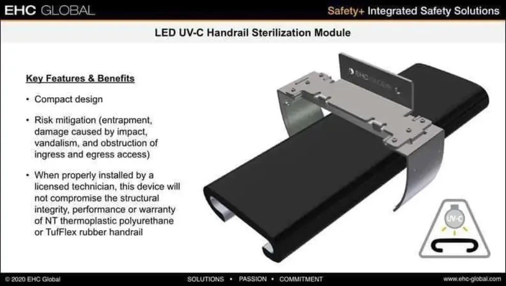 EHC Global Launches LED UV-C Handrail Sterilization Solution for Escalators and Moving Walks