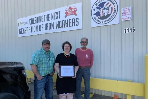 (Left to Right) Grady McCombs, instructor, Patty Daigle, administrator, and Rick Clay, instructor, of the Ironworker Skills Institute, received the 2020 Training Grant from SEAA. | Training Grant Awarded to the Ironworker Skills Institute