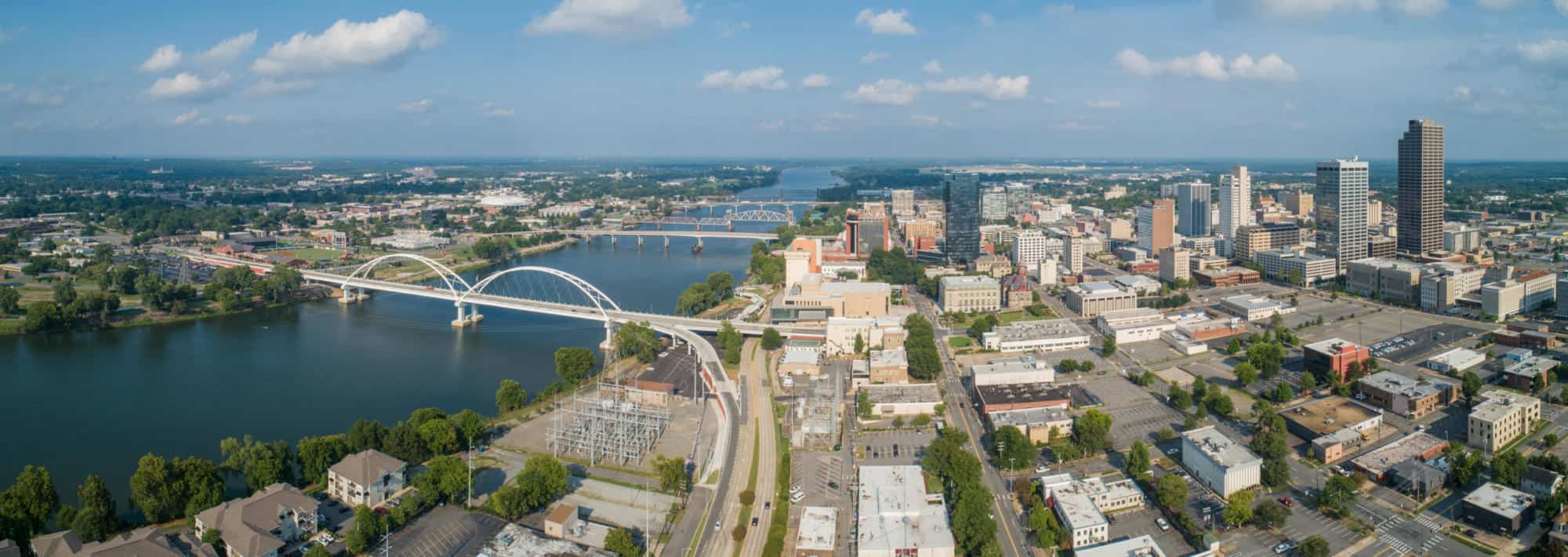 Aerial Downtown Little rock Arkansas USA | Civil + Structural Engineer