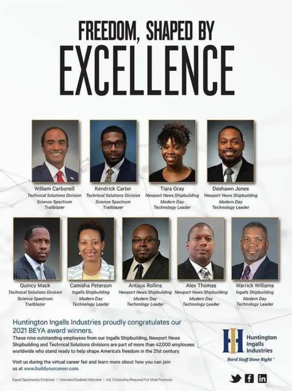 Huntington Ingalls Industries Employees Honored at 35th Annual Black Engineer of the Year Award STEM Conference