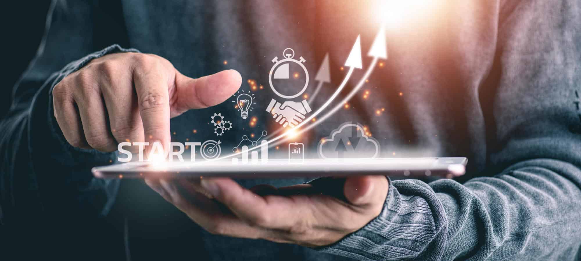 Startup concept with icon business and network connection on modern virtual interface from digital tablet.man touching on tablet. | Wetouch Technology Inc. (WETH) Receives Approval to trade on the OTCQB Market