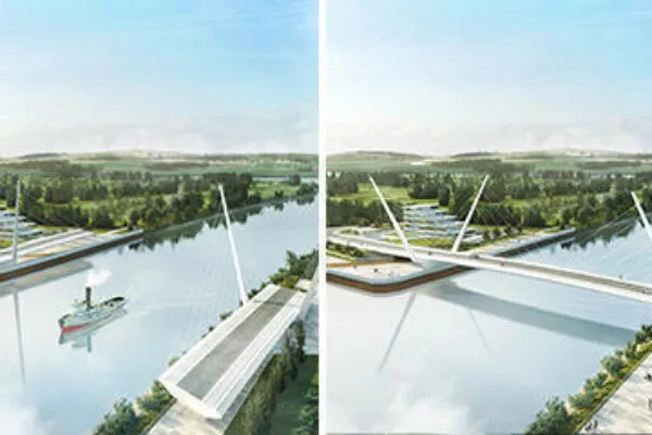 Visual concept designs of the new River Clyde bridge produced by Kettle Collective, in collaboration with Sweco. | H&H/ROD Design First Opening Road Bridge Over River Clyde