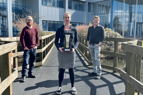 From left Dan Irving (Executive Product Development Manager), Dr Claire Thring (Application Specialist for the Novosound Belenus) and Dr Dave Hughes (Novosound Founder and CEO) | Novosound honored in global awards ceremony for product innovation