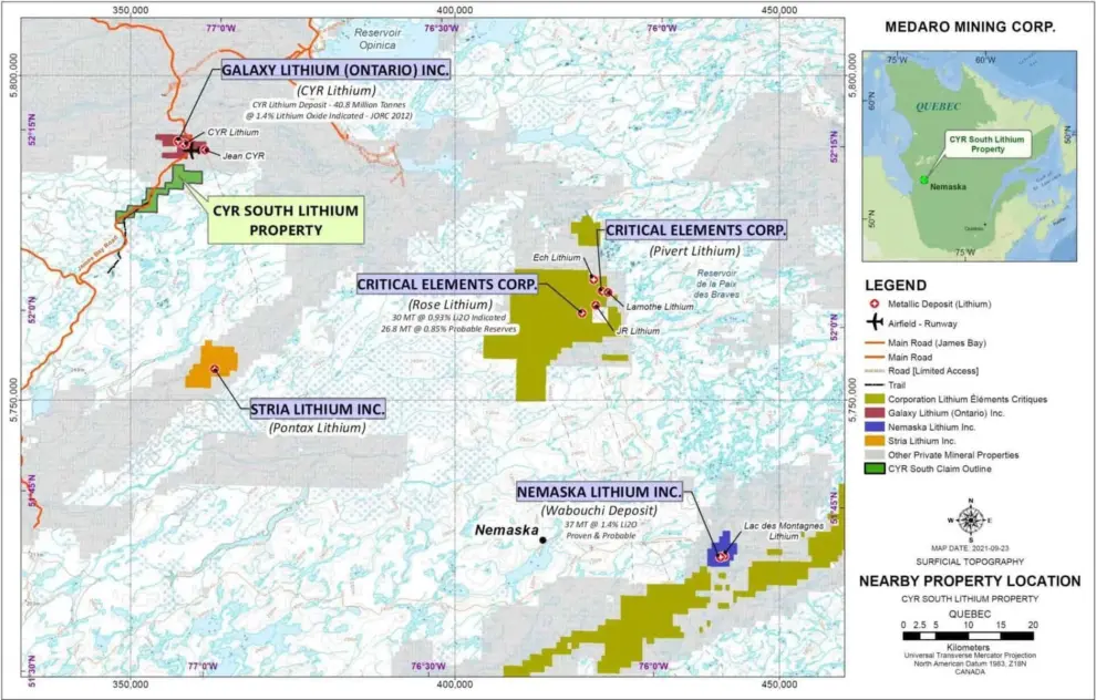Medaro Mining Completes Phase 1 Exploration on Cyr South Lithium Property