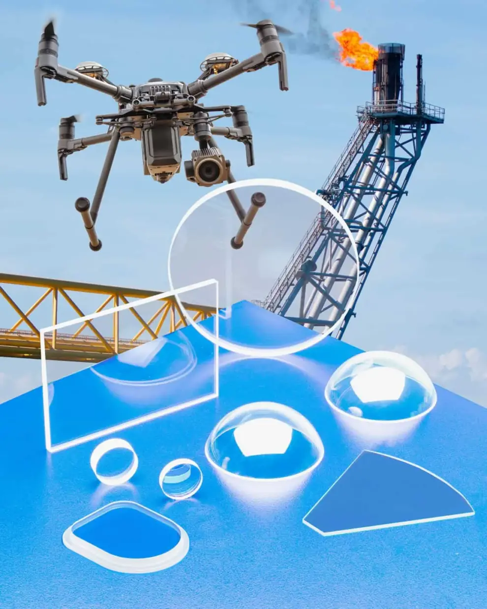 SAPPHIRE LENSES, WINDOWS & DOMES  PROTECT DRONE OPTICS IN HARSH ENVIRONMENTS