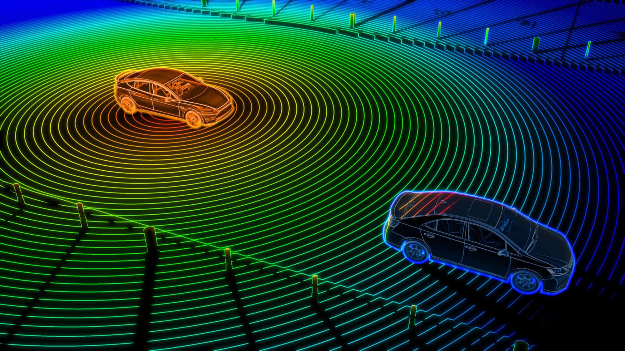 Night computer vision. Object detection system. Artificial intelligence autopilot technology. 3d rendering | GOWIN Automotive-grade FPGAs Pass SAIC’s 2500h Heat Resistance Tests