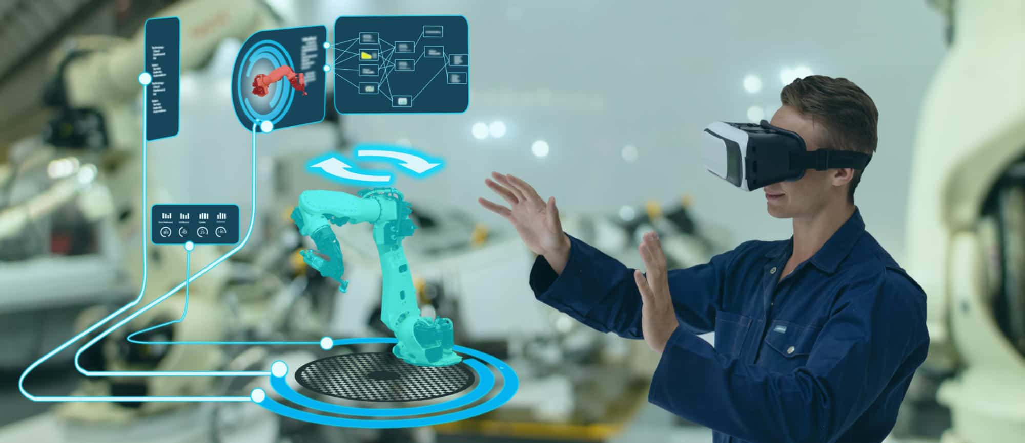 iot smart technology futuristic in industry 4.0 concept, engineer use augmented mixed virtual reality to education and training, repairs and maintenance, sales, product and site design, and more. | The Autonomous Site of the Future is Closer than We Realize; the Time to Embrace it is Now