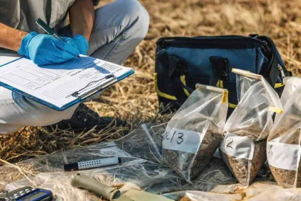Soil Test. Female agronomist taking notes in the field. Environmental protection, organic soil certification, research | Universal Engineering Sciences Makes Significant Senior Leadership Hires and Promotions in 2021 and Plans to Add 1,500 Cross-Functional Positions Over Next Three Years