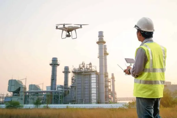 Drone inspection. Operator inspecting construction building  turbine power plant | Avvir Launches Onsite, Turn-Key Reality Capture Services for the Construction Industry