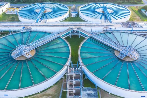 Aerial view recirculation solid contact clarifier sedimentation tank, Water treatment solution, Industrial water treatment‎. | Consolidated Water to Present at the 34th Annual ROTH Conference, March 13-15, 2022