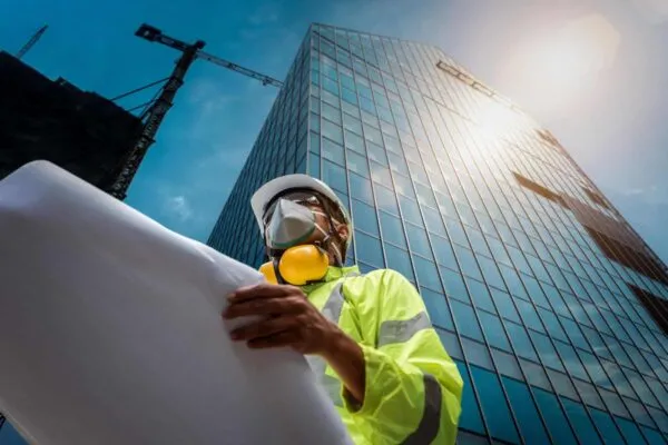 Civil Engineering people wearing face mask and safety helmet on construction site holding blueprint in his hand. Building inspector. Construction site check drawing and business workflow of building | HeadLight Named to Fast Company’s Annual List of the World’s 50 Most Innovative Companies for 2022