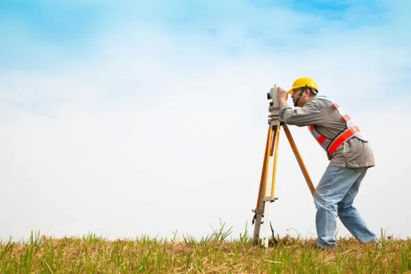 Surveyor engineer making measure on the field | The New York State Association of Professional Land Surveyors Celebrate National Surveyors Week