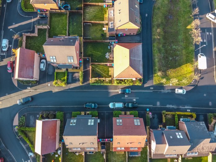 Aerial Houses Residential British England Drone Above View Summe