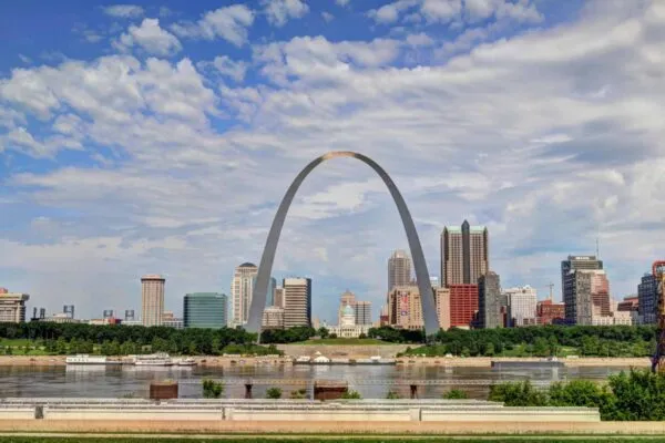 Skyline of Downtown Saint Louis, Missouri showing the Arch | Anodized Aluminum Crowns the Iconic St. Louis Skyline