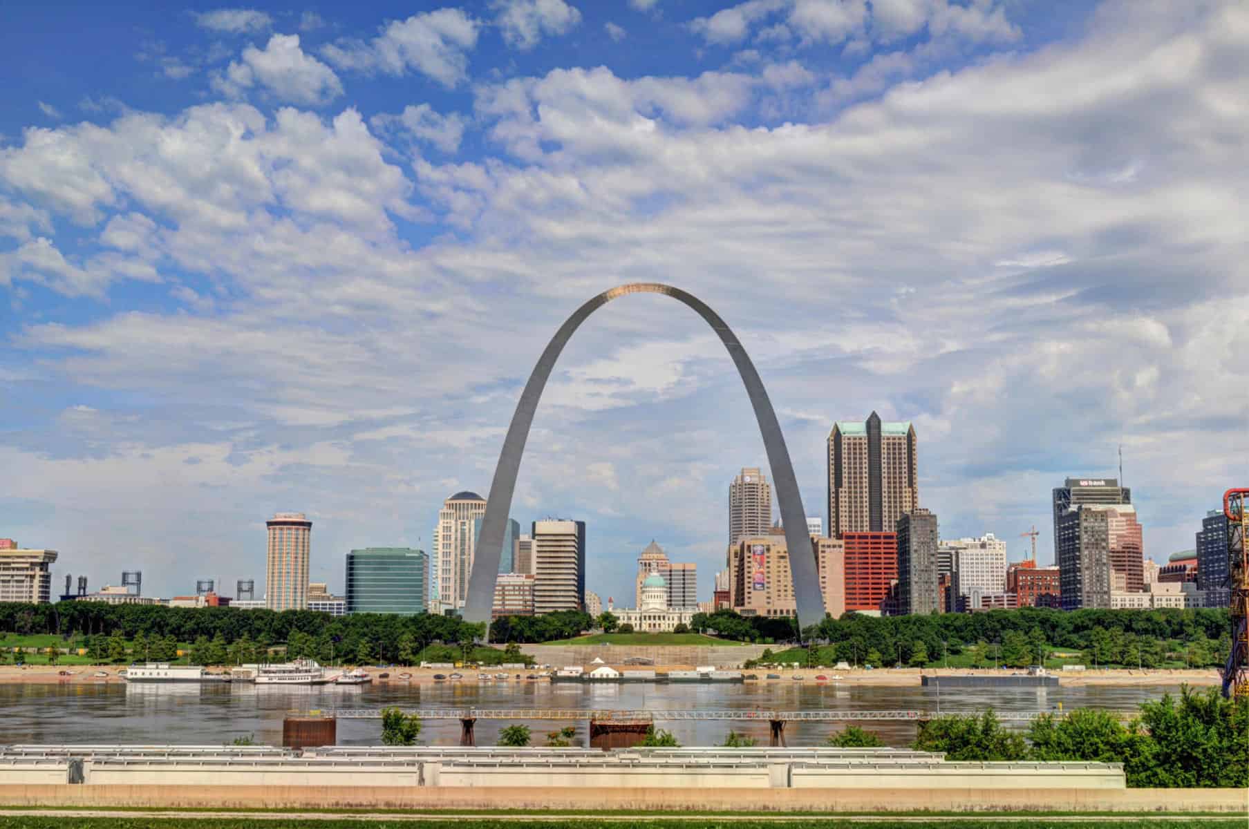 Skyline of Downtown Saint Louis, Missouri showing the Arch | Anodized Aluminum Crowns the Iconic St. Louis Skyline