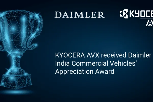 KYOCERA AVX RECEIVED A 2020 APPRECIATION AWARD FROM DAIMLER INDIA COMMERCIAL VEHICLES