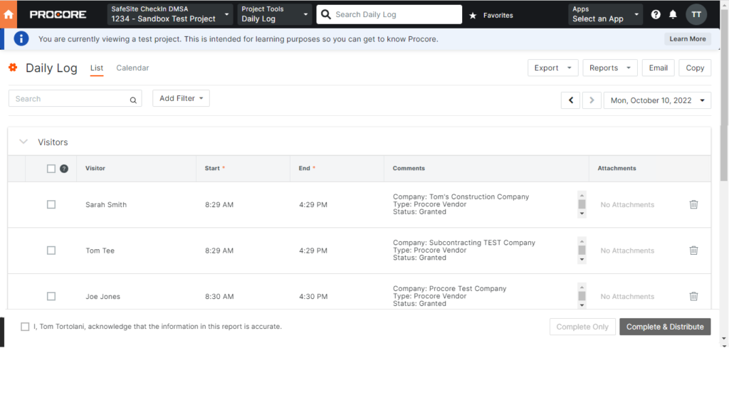 Safe Site Check In And Procore Automate The Daily Log To Improve Labor ...