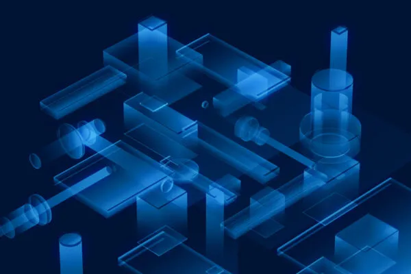 Cyber blue isometric neon city virtual reality background. Abstract technology innovation future digital background. 3d rendering. | Automation by Design: A Case Study
