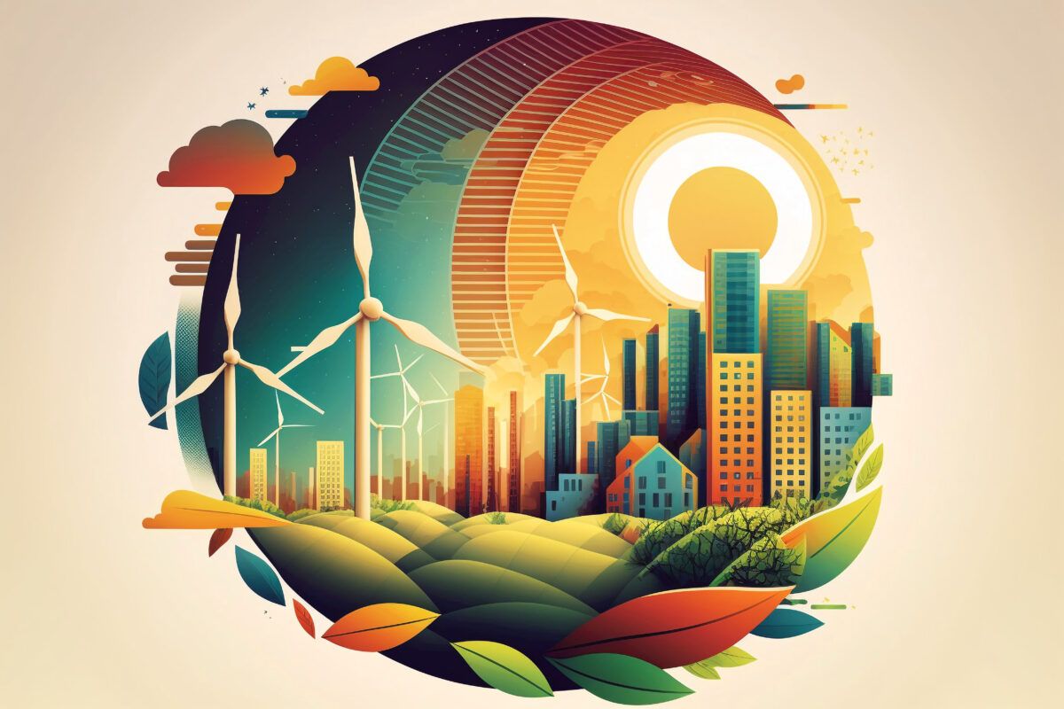 Economy circular city buildings skyline in the background. Generative ai. | Circular economy of cement could be worth €110 billion by 2050, McKinsey & Company report shows