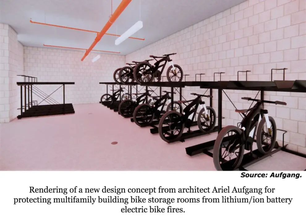 <strong>INNOVATIVE LITHIUM/ION BATTERY FIRE PROTECTION DESIGN FOR MULTIFAMILY BUILDING BIKE STORAGE ROOMS PROPOSED BY NOTED ARCHITECT</strong>