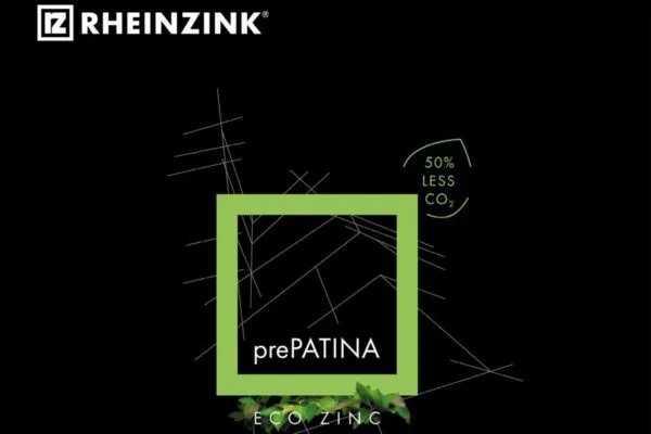 RHEINZINK-prePATINA ECO ZINC material now made with 50% less CO2