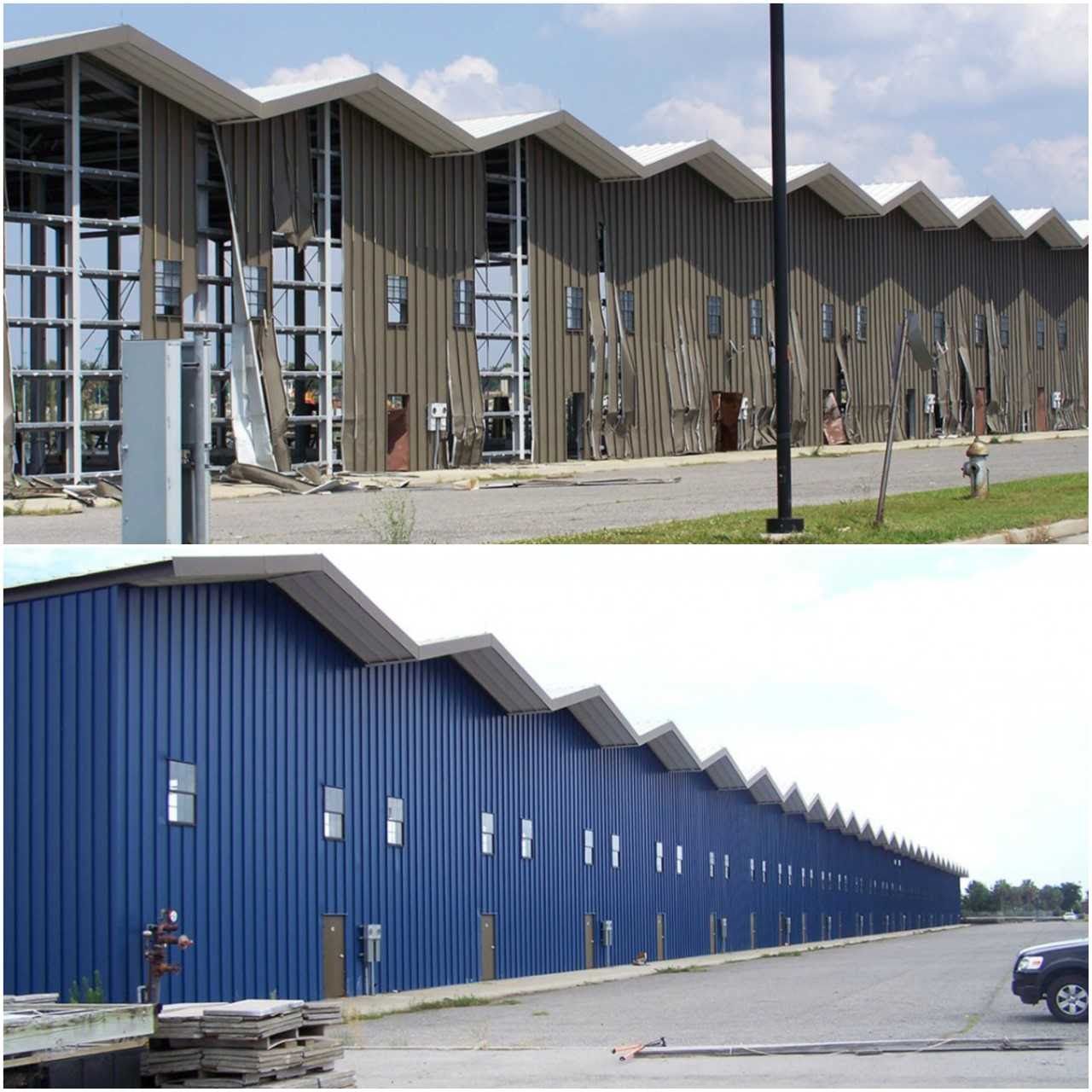 South Shore Harbour Marina before and after Western's hurricane damage restoration | Western Specialty Contractors Branches Specialize in Recovery Services for Facilities Damaged by Natural Disasters