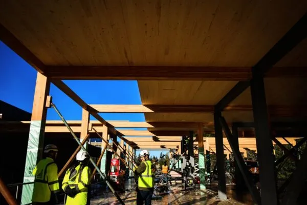 Topping Out Ceremony Marks Milestone in Construction of First of its Kind Zero Carbon & Zero Energy Mass Timber Academic Facility