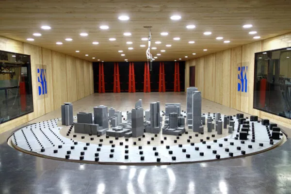 A city model in RWDI’s boundary layer wind tunnel. | Addressing the Microclimate