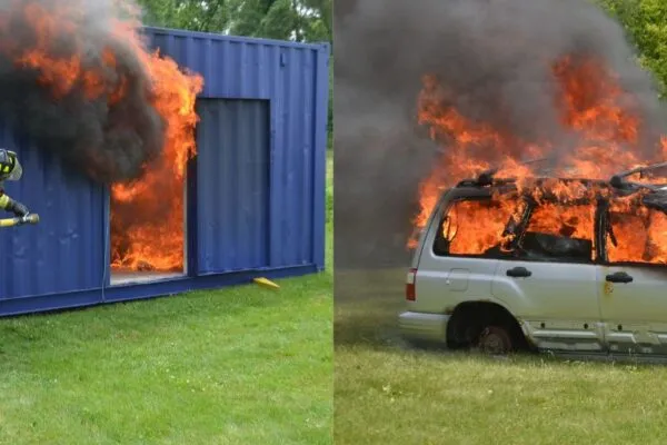 Picture shows a training burn in Twins Lakes, WI. in June for fire safety awareness. First Onsite is partnering with FireTech Inc, on September 30 to present a live training burn at Stephenson Fairgrounds in Freeport, Il. The Freeport Fire Department will assist and train as a part of the event. Photo Credit: FireTech Inc | First Onsite Presents Live Burn and Education Seminar in Freeport, Il