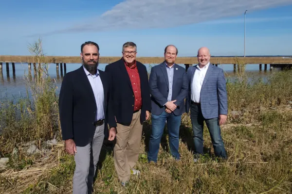 Beau Buhring, Scott Douglass, Bret Webb and GMC’s Lee Walters | Goodwyn Mills Cawood adds coastal engineering with addition of South Coast Engineers