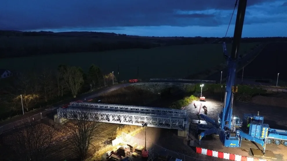 Temporary Acrow Bridge Installed to Maintain Access to Local Village of Craigo During Network Rail Work in Scotland