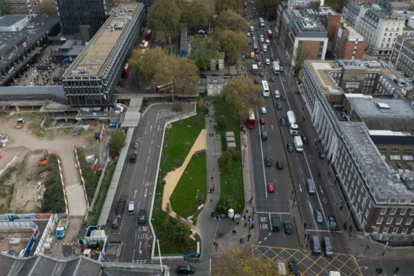 Looking East along Euston Road with Euston station to the left of the image. Photo Credit: HS2 Ltd.
 | Barhale extends HS2 Euston role with utilities infrastructure greenlight